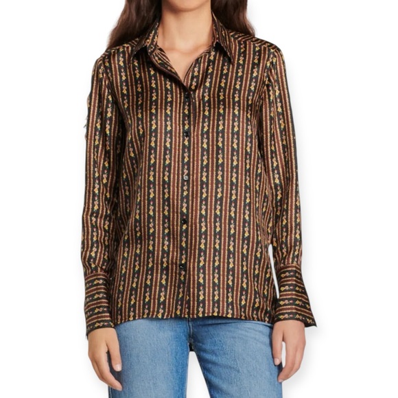 Sandro Chiquita Floral Stripe Button-Up Shirt